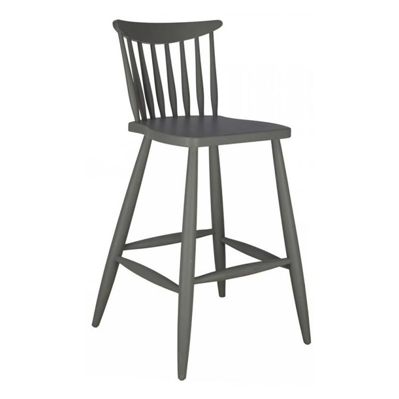 Kırlangıç Ahşap Bar Sandalyesi Koyu Gri