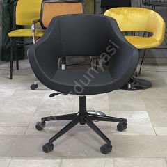Store Çalışma Sandalyesi Siyah Deri - Siyah Boya