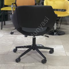 Store Çalışma Sandalyesi Siyah Deri - Siyah Boya