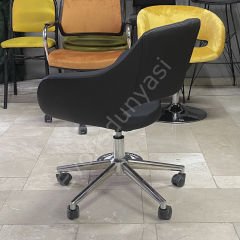 Store Çalışma Sandalyesi Siyah Deri - Krom