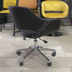 Store Çalışma Sandalyesi Siyah Deri - Krom
