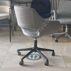 Store Çalışma Sandalyesi Gri Kumaş - Siyah Boya