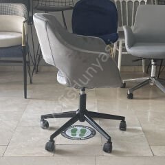 Store Çalışma Sandalyesi Gri Kumaş - Siyah Boya