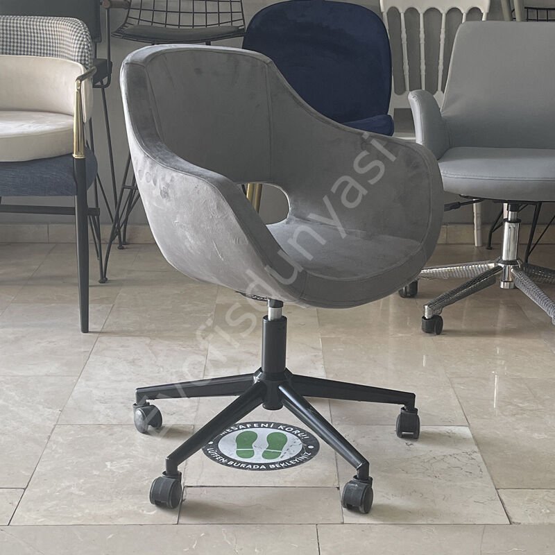 Store Çalışma Sandalyesi Gri Kumaş - Siyah Boya