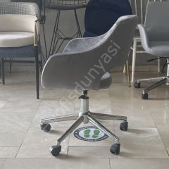 Store Çalışma Sandalyesi Gri Kumaş - Krom