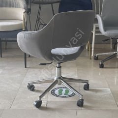 Store Çalışma Sandalyesi Gri Kumaş - Krom