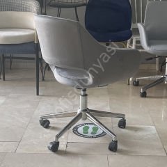 Store Çalışma Sandalyesi Gri Kumaş - Krom