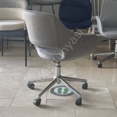 Store Çalışma Sandalyesi Gri Kumaş - Krom
