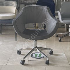 Store Çalışma Sandalyesi Gri Kumaş - Krom