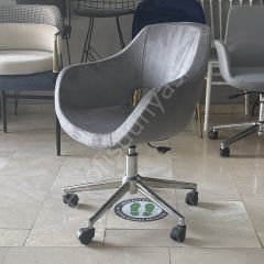 Store Çalışma Sandalyesi Gri Kumaş - Krom