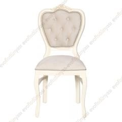 Klasik Oymalı Ahşap Sandalye Beyaz