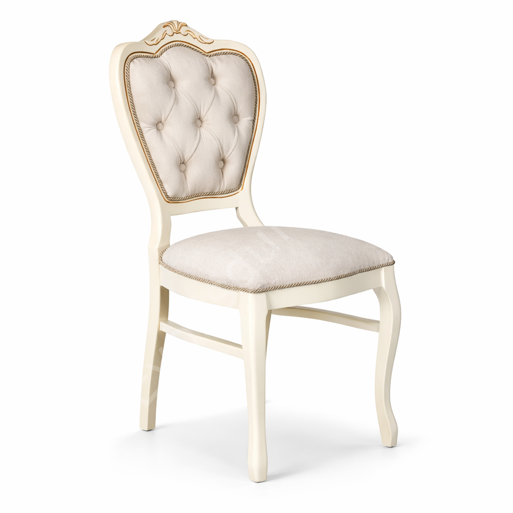 Klasik Oymalı Ahşap Sandalye Beyaz