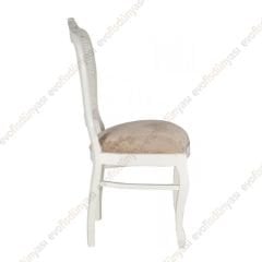 Klasik Oymalı Ahşap Sandalye Beyaz Krem