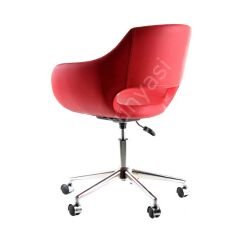 Store Çalışma Sandalyesi Kırmızı Deri - Krom