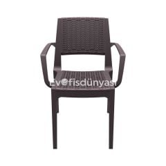 Caprı Rattan Görünümlü Kollu Sandalye