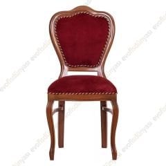 Klasik Ahşap Sandalye Ceviz Kırmızı