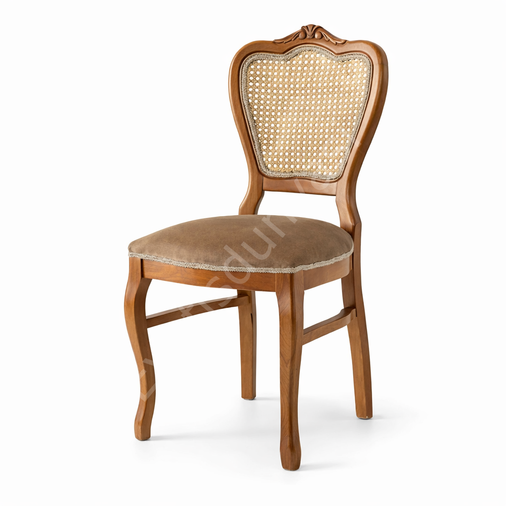 Klasik Oymalı Ahşap Sandalye Ceviz