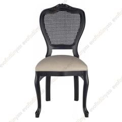 Klasik Oymalı Ahşap Sandalye Siyah
