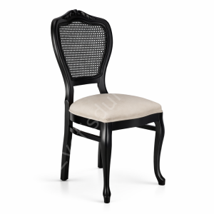 Klasik Oymalı Ahşap Sandalye Siyah