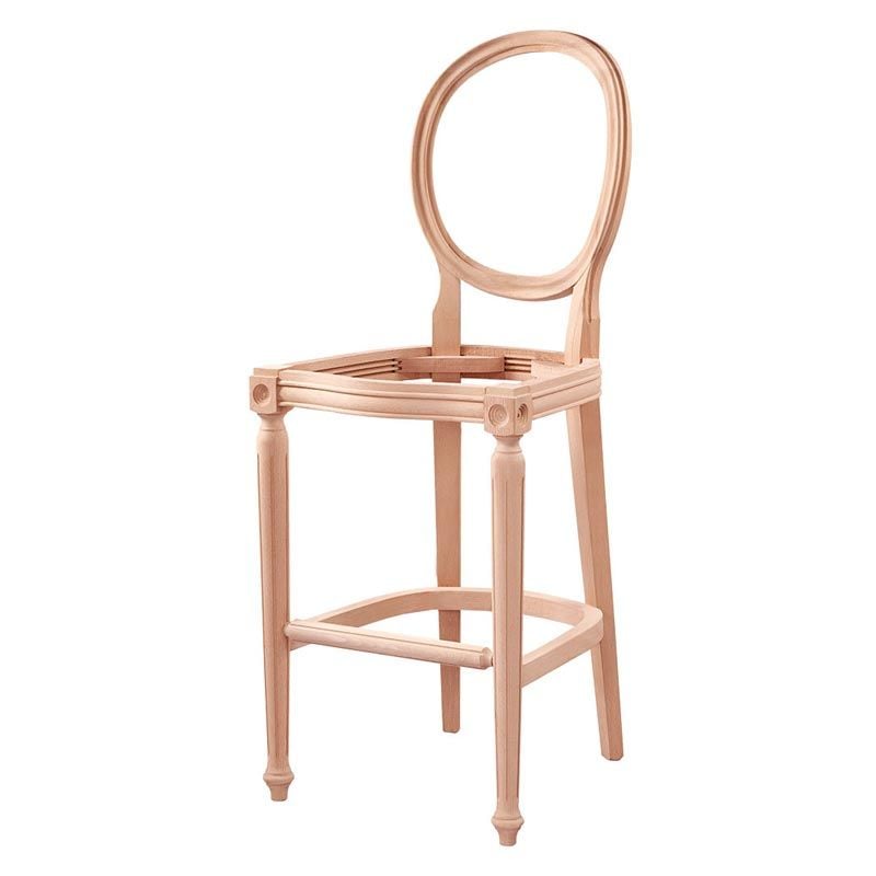 Ham Ahşap Tornalı Bar Sandalyesi