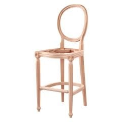 Ham Ahşap Tornalı Bar Sandalyesi