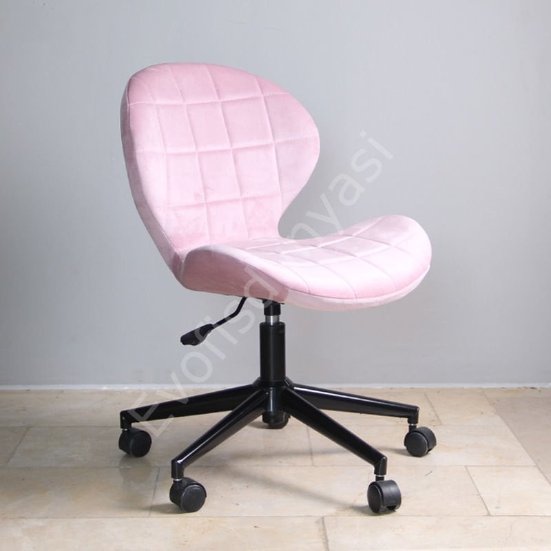 İzmir Çalışma Sandalyesi Pembe - Siyah Boya
