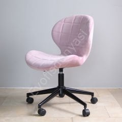 İzmir Çalışma Sandalyesi Pembe - Siyah Boya