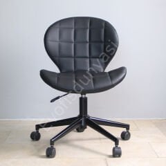 İzmir Çalışma Sandalyesi Siyah Deri - Siyah Boya