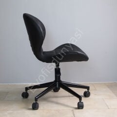 İzmir Çalışma Sandalyesi Siyah Deri - Siyah Boya