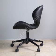 İzmir Çalışma Sandalyesi Siyah Deri - Siyah Boya