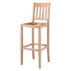 Ham Ahşap Çıtalı Döşemeli Bar Sandalyesi