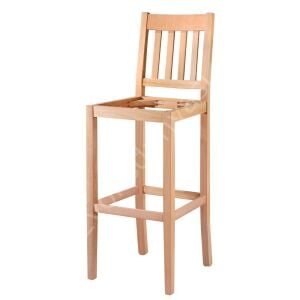 Ham Ahşap Çıtalı Döşemeli Bar Sandalyesi
