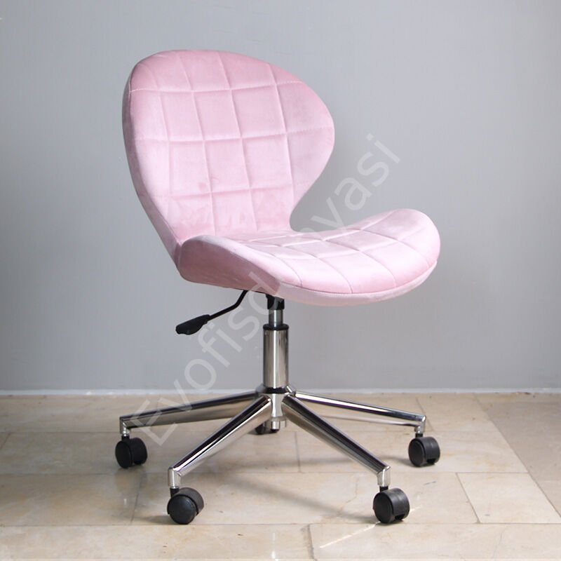 İzmir Çalışma Sandalyesi Pembe - Krom