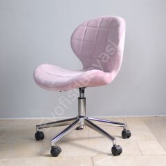 İzmir Çalışma Sandalyesi Pembe - Krom