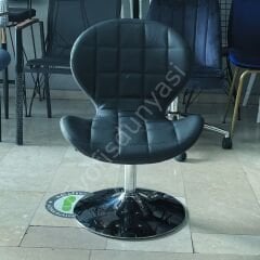 İzmir Çalışma Sandalyesi Siyah Deri - Tepsi