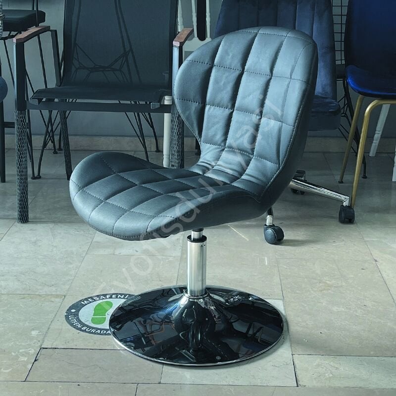 İzmir Çalışma Sandalyesi Siyah Deri - Tepsi