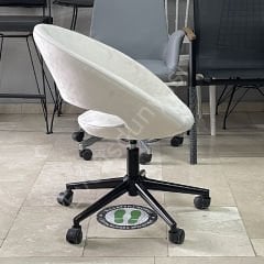 Song Çalışma Koltuğu Krem Kumaş - Siyah Boya