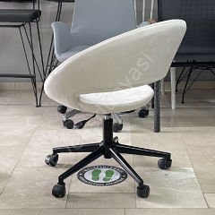 Song Çalışma Koltuğu Krem Kumaş - Siyah Boya