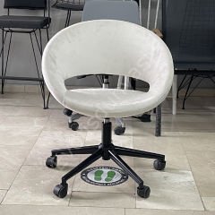 Song Çalışma Koltuğu Krem Kumaş - Siyah Boya