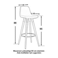 Lodi Ahşap Ayaklı Bar Sandalyesi