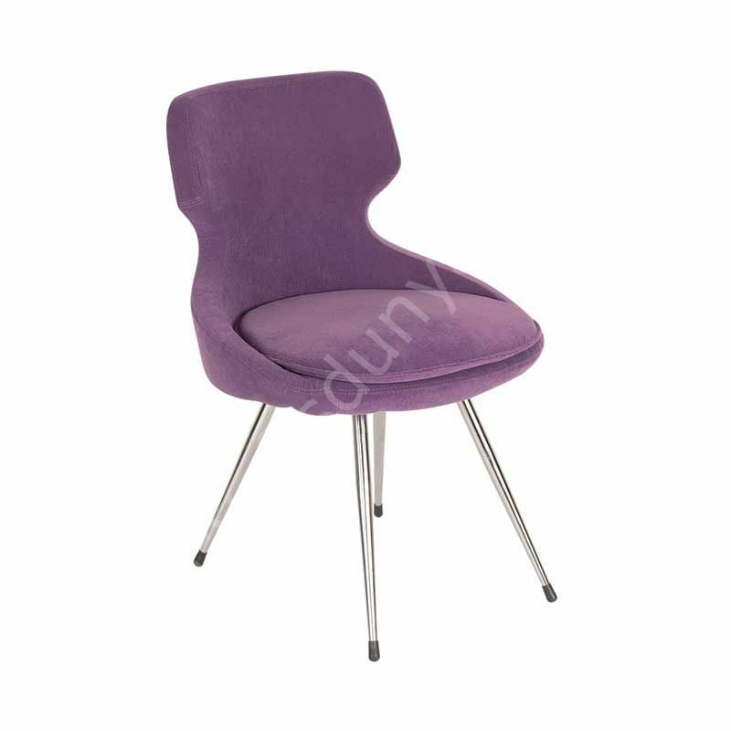 Sude Metal Konik Ayak Cafe Sandalyesi Mor
