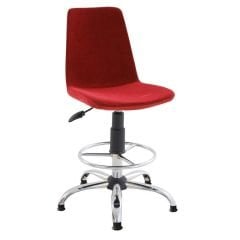 Two Krom Sabit Ayaklı Bar Sandalyesi Bordo