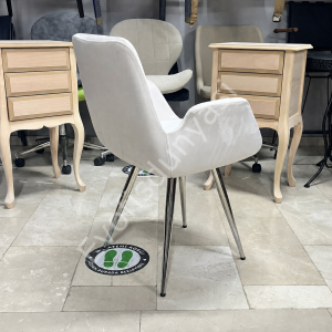 Begüm Metal Konik Ayak Cafe Sandalyesi Krem Kumaş