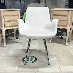 Begüm Metal Konik Ayak Cafe Sandalyesi Krem Kumaş