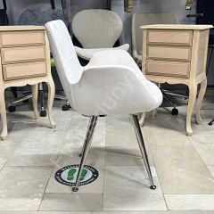 Begüm Metal Konik Ayak Cafe Sandalyesi Krem Kumaş