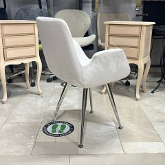 Begüm Metal Konik Ayak Cafe Sandalyesi Krem Kumaş