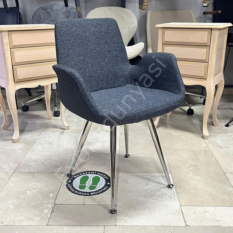 Begüm Metal Konik Ayak Cafe Sandalyesi Koyu Gri