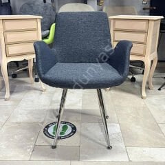 Begüm Metal Konik Ayak Cafe Sandalyesi Koyu Gri