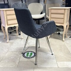 Begüm Metal Konik Ayak Cafe Sandalyesi Koyu Gri