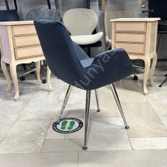 Begüm Metal Konik Ayak Cafe Sandalyesi Antrasit Kumaş